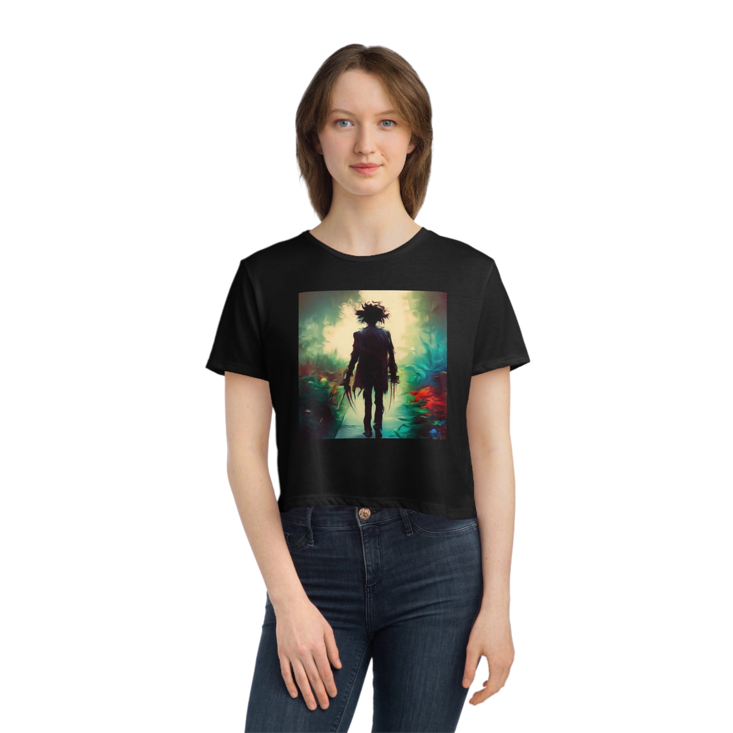 Women's Flowy Cropped Tee - Edward Scissor Hands