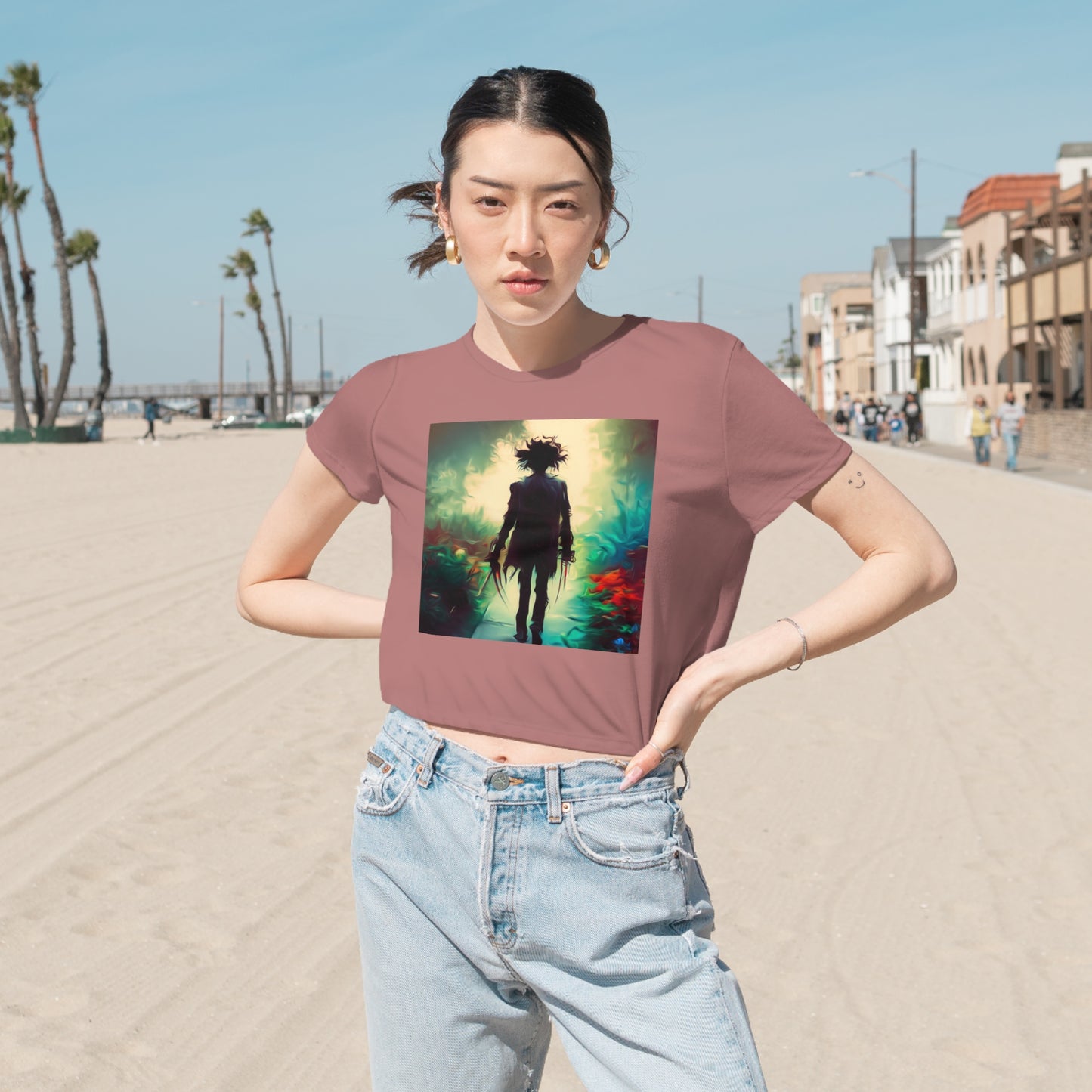 Women's Flowy Cropped Tee - Edward Scissor Hands