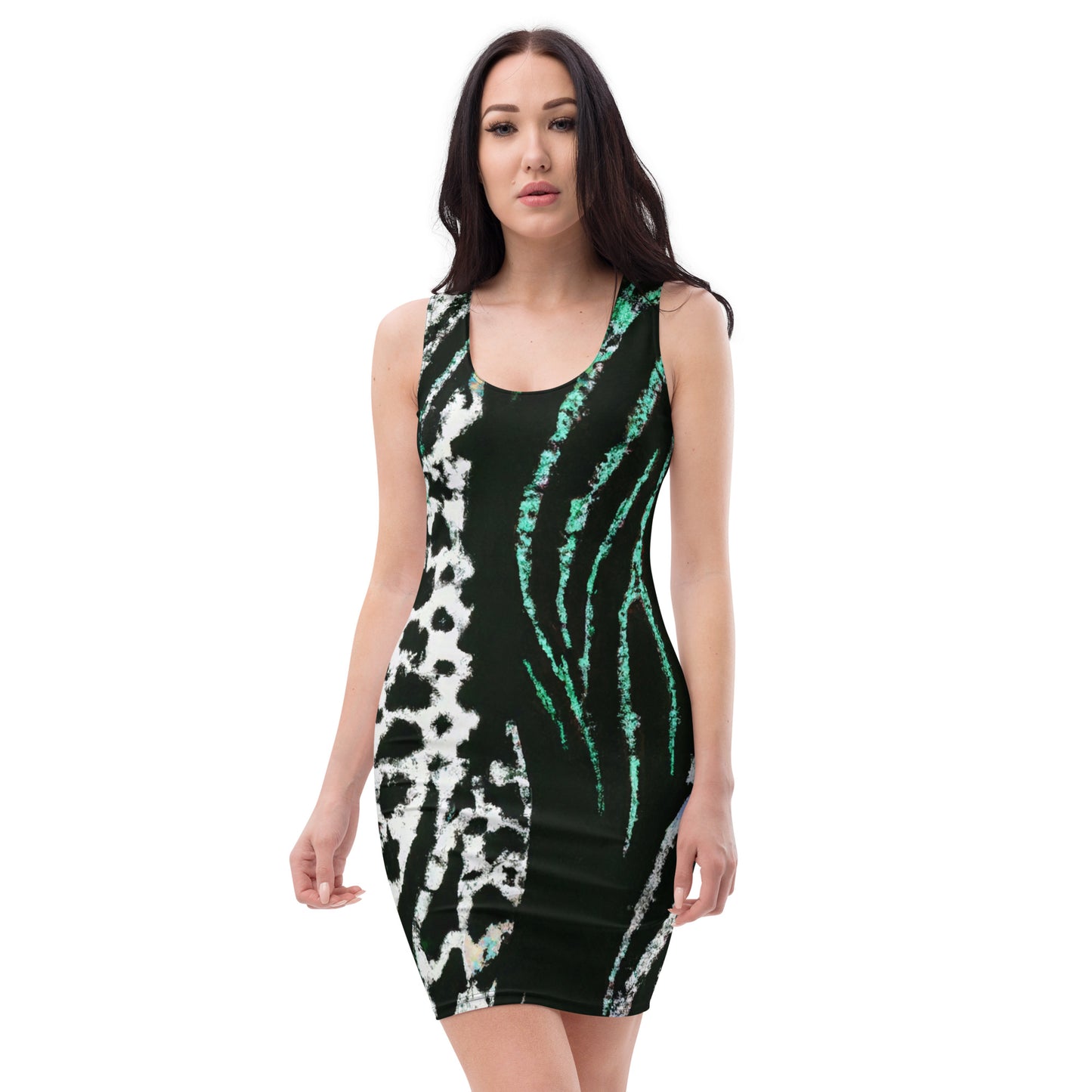 Strip Leopard Print Dress